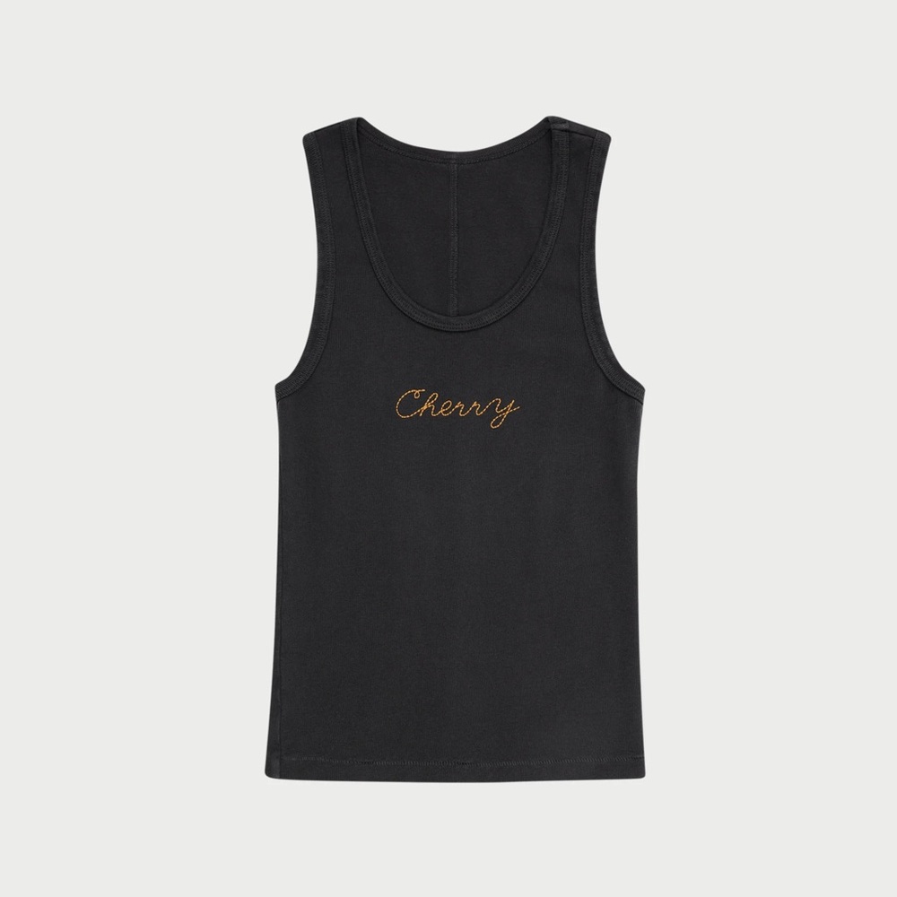 Cherry Los Angeles Dark Grey Chain Stitch Tank Top